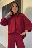 Suki Night Sky Shirring Neck Blouse Burgundy